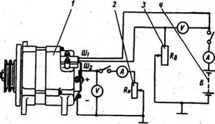 Схема проверки электрических характеристик генератора Г-288Е на стенде